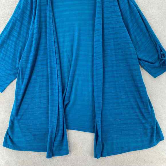 Catherines Cardigan Sweater Womens 3X‎ Blue 3/4 Sleeve Lightweight Open Cover Up - Picture 3 of 11